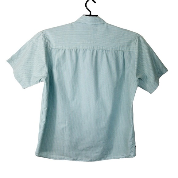 Quiksilver Button Front Short Sleeve Camp Shirt Men's L Blue Striped Outdoors - Picture 3 of 13